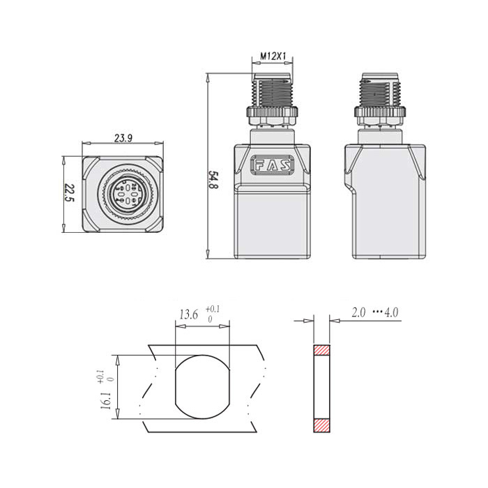 M12 4Pin D-coded 公頭直型轉RJ45直角型、0C4ES3